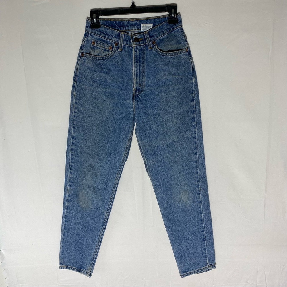 Vintage 90s Levi’s 521 Tapered Fit Petite High Rise Med Wash Blue Jeans 6P - Picture 15 of 16